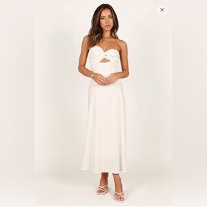 Petal & Pup Rosetta Cutout Cotton & Linen Strapless Dress